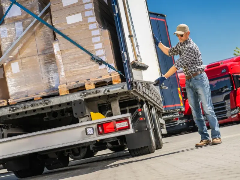 demenagement commercial laurentides - Chargement de palettes dans un camion par un employé lors d’un déménagement commercial dans les Laurentides