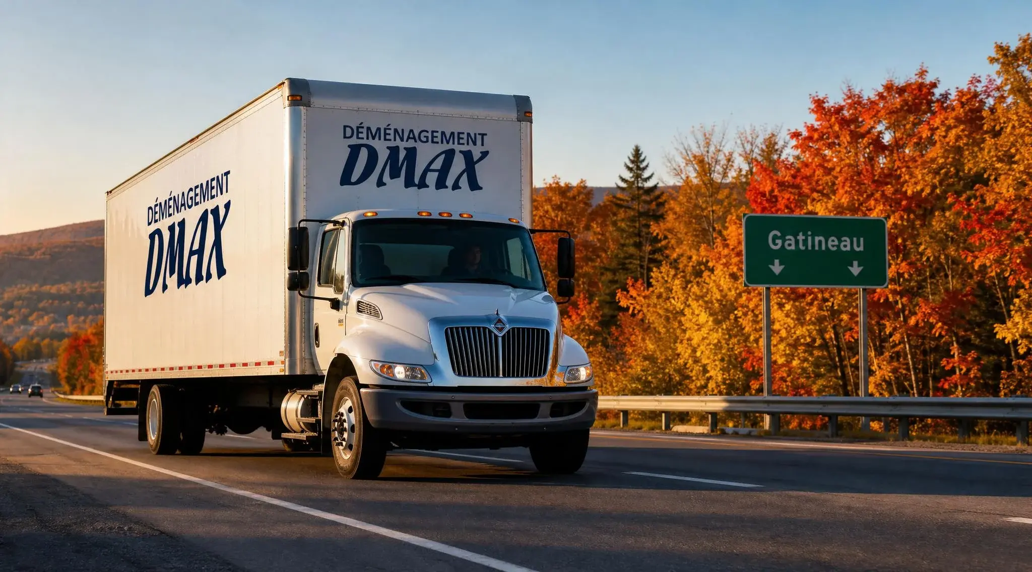 Camion de Déménagement DMAX en route vers Gatineau pour un déménagement longue distance depuis Montréal